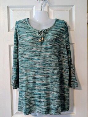 united states sweaters Teal Marled Tie-Neck Swim Coverup